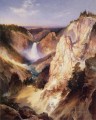 Great Falls of Yellowstone landscape Thomas Moran mountains